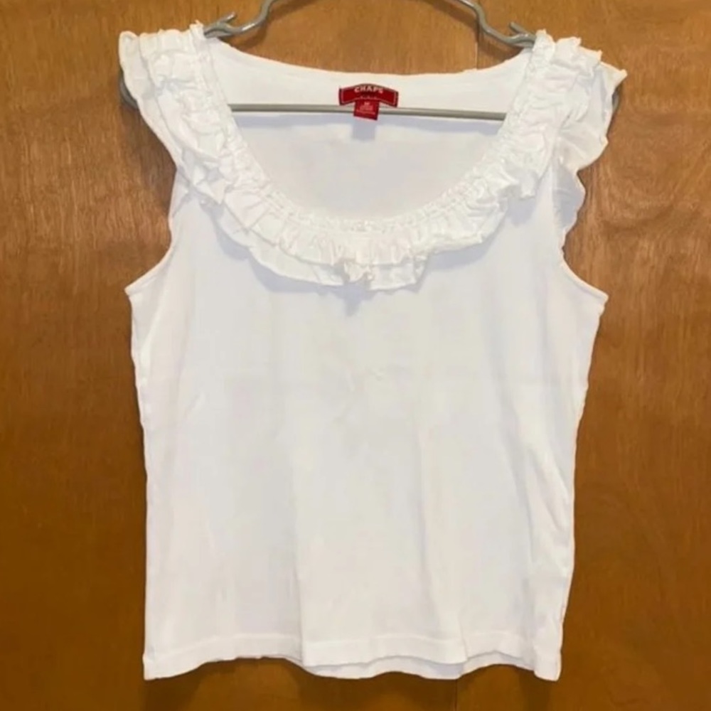 Chaps Denim Ruffled Tank Top